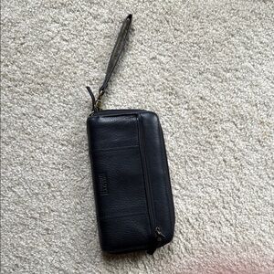 Duluth Trading Black Lifetime Leather Wristlet